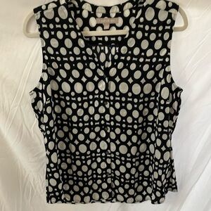 Banana Republic: Office/Business Navy Blue polka dot Tank top- lightweight- sz L